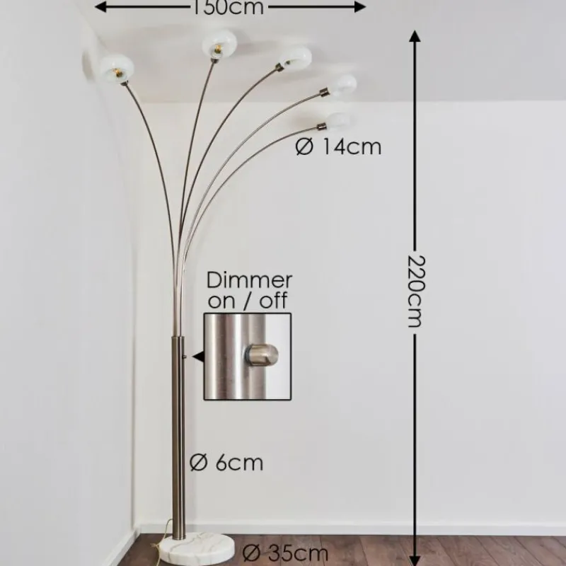 hofstein Lampadaire Nikkala Nickel mat, 5 lumières