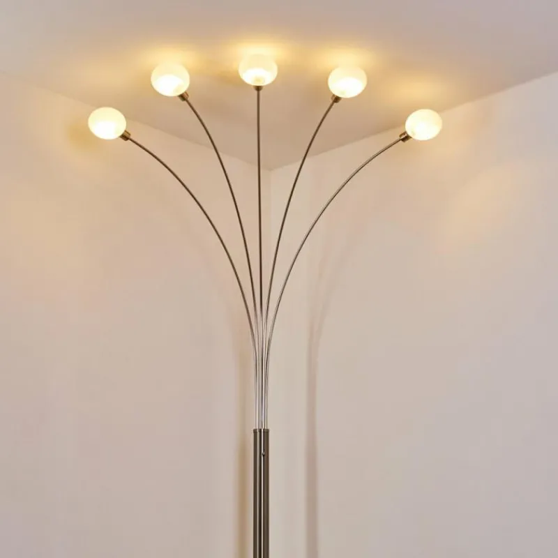hofstein Lampadaire Nikkala Nickel mat, 5 lumières