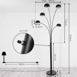 hofstein Lampadaire Nikkala Noir, 5 lumières