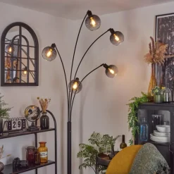 Suspension Verre Fumé-hofstein Lampadaire Nikkala Noir, 5 lumières