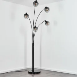 Suspension Verre Fumé-hofstein Lampadaire Nikkala Noir, 5 lumières
