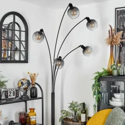 Suspension Verre Fumé-hofstein Lampadaire Nikkala Noir, 5 lumières