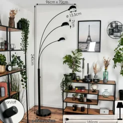 hofstein Lampadaire Nikkala Noir, 3 lumières