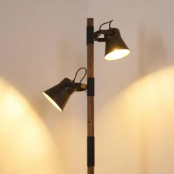 Lampes Industrielles-hofstein Lampadaire Oksbol Brun foncé, Gris, Acier brossé, 2 lumières