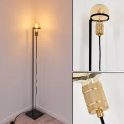 Lampes Dorées-hofstein Lampadaire Okudari Or, Laiton, Noir, 1 lumière