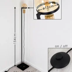 Lampes Dorées-hofstein Lampadaire Okudari Or, Laiton, Noir, 1 lumière