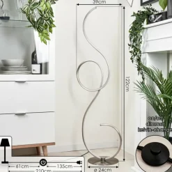 hofstein Lampadaire Olok LED Nickel mat, 1 lumière