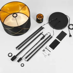 Lampes En Tissu-hofstein Lampadaire Opatija Chrome, Noir, 2 lumières