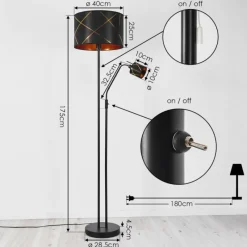 Lampes En Tissu-hofstein Lampadaire Opatija Chrome, Noir, 2 lumières