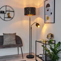 Lampes En Tissu-hofstein Lampadaire Opatija Chrome, Noir, 2 lumières