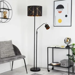 Lampes En Tissu-hofstein Lampadaire Opatija Chrome, Noir, 2 lumières