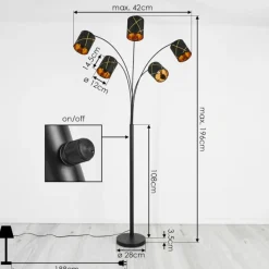 Lampes En Tissu-hofstein Lampadaire Opatija Noir, 5 lumières