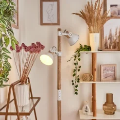 Lampes Vintages & Rétros-hofstein Lampadaire Orny Écru, Blanc, 2 lumières