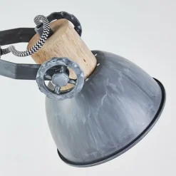 Lampes Industrielles-hofstein Lampadaire Orny Gris, Bois clair, 2 lumières