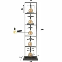 Lampes Vintages & Rétros-hofstein Lampadaire Osmate Argenté, 5 lumières