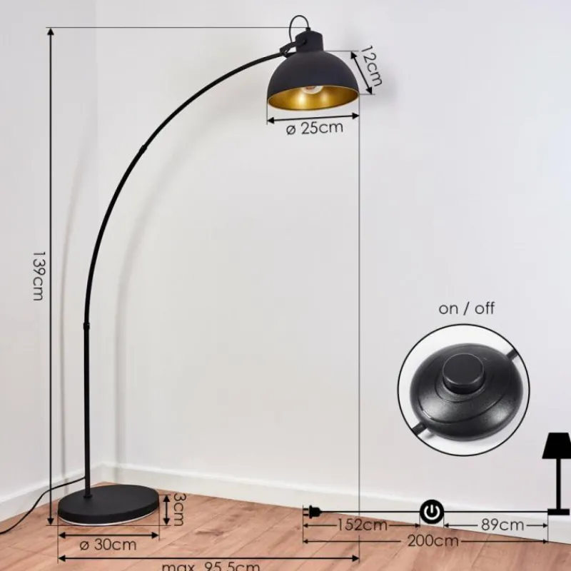 Lampes Dorées-hofstein Lampadaire Parola Noir, 1 lumière