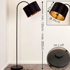 Lampes En Tissu-hofstein Lampadaire Pattburg Noir, 1 lumière