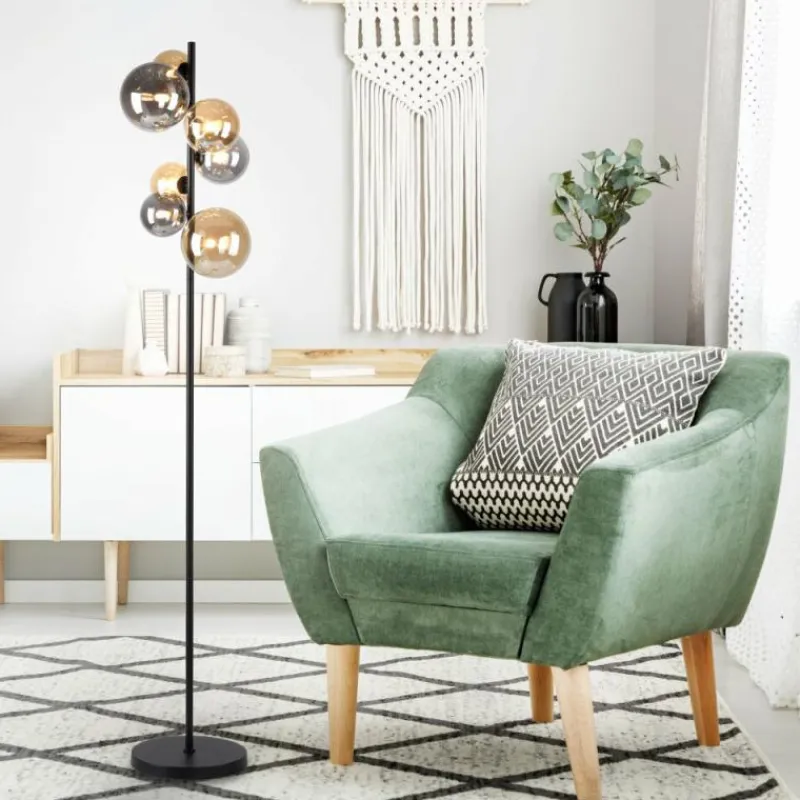 Suspension Verre Fumé-Luminaires Paul Neuhaus Lampadaire Paul Neuhaus POPSICLE LED Noir, 7 lumières