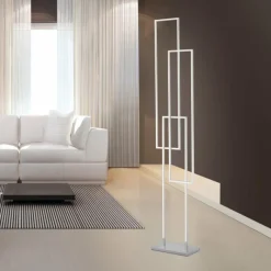 Paul Neuhaus Q-Serie Lampadaire Paul Neuhaus Q-INIGO LED Acier brossé, 3 lumières, Télécommandes