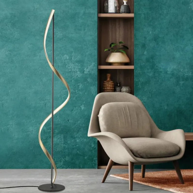 Paul Neuhaus Q-Serie Lampadaire Paul Neuhaus QSWING LED Anthracite, Or, 1 lumière, Télécommandes