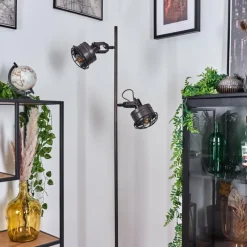 Lampes Industrielles-hofstein Lampadaire Pehefito Gris, Bois foncé, Noir, 2 lumières