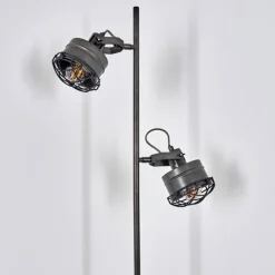 Lampes Industrielles-hofstein Lampadaire Pehefito Gris, Bois foncé, Noir, 2 lumières