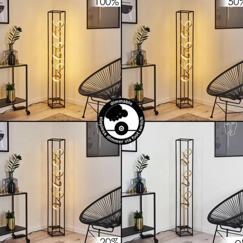 Lampes Dorées-hofstein Lampadaire Pericos LED Noir, 3 lumières