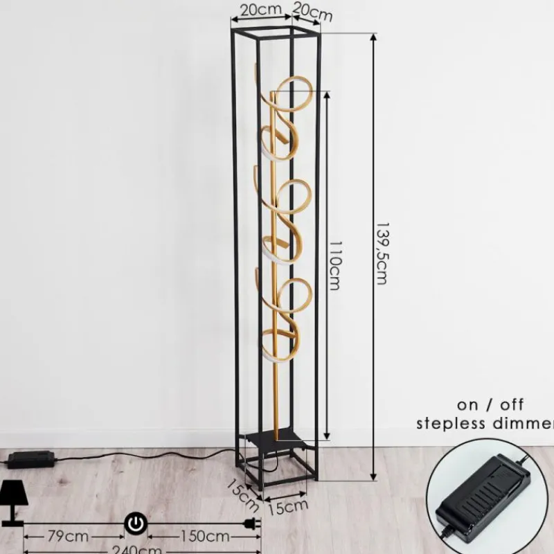 Lampes Dorées-hofstein Lampadaire Pericos LED Noir, 3 lumières