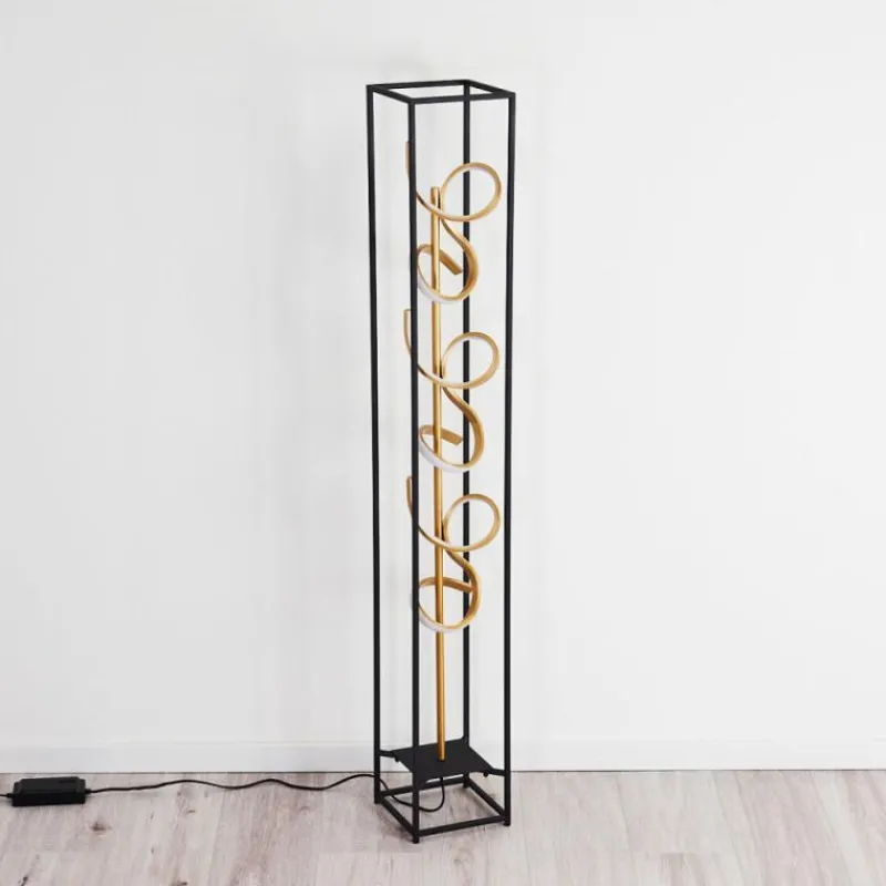 Lampes Dorées-hofstein Lampadaire Pericos LED Noir, 3 lumières