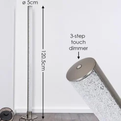 hofstein Lampadaire Pipe LED Nickel mat, 1 lumière