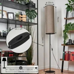 Lampes En Tissu-hofstein Lampadaire Pomancillo Noir, 1 lumière