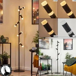 hofstein Lampadaire Pousseline LED Noir, 1 lumière