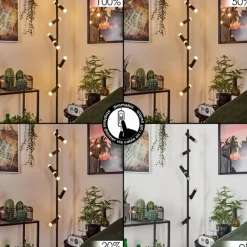 hofstein Lampadaire Pousseline LED Noir, 1 lumière