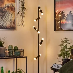 hofstein Lampadaire Pousseline LED Noir, 1 lumière