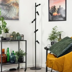 hofstein Lampadaire Pousseline LED Noir, 1 lumière