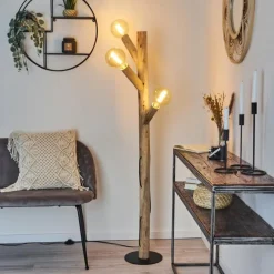 Luminaires Rustiques-hofstein Lampadaire Pozos Bois clair, Noir, 3 lumières