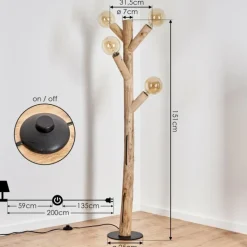 Lampes Industrielles-hofstein Lampadaire Pozos Écru, Noir, 4 lumières