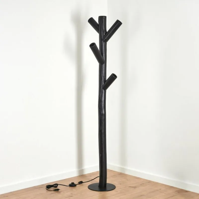 Lampes Industrielles-hofstein Lampadaire Pozos Noir, 4 lumières