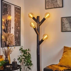 Lampes Industrielles-hofstein Lampadaire Pozos Noir, 4 lumières