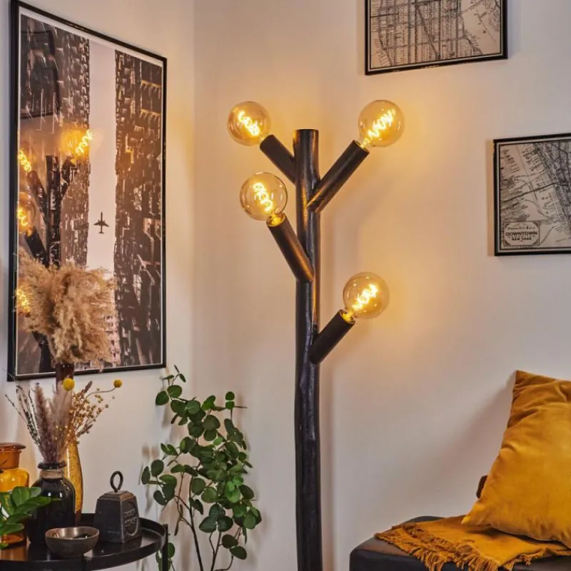 Lampes Industrielles-hofstein Lampadaire Pozos Noir, 4 lumières