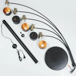 Lampes Dorées-hofstein Lampadaire Pretoria Vieux laiton, Noir, 5 lumières