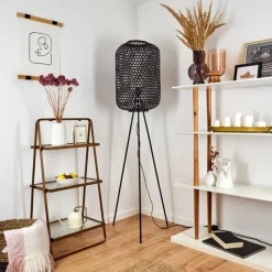 Style Boho-Chic-hofstein Lampadaire Quinto Noir, 1 lumière