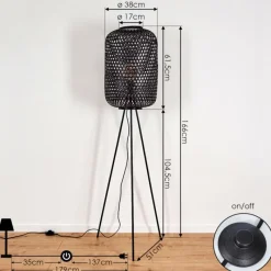 Style Boho-Chic-hofstein Lampadaire Quinto Noir, 1 lumière