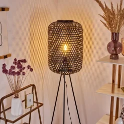 Style Boho-Chic-hofstein Lampadaire Quinto Noir, 1 lumière