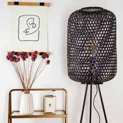 Style Boho-Chic-hofstein Lampadaire Quinto Noir, 1 lumière