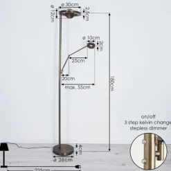 hofstein Lampadaire Rabeja LED Laiton, 2 lumières