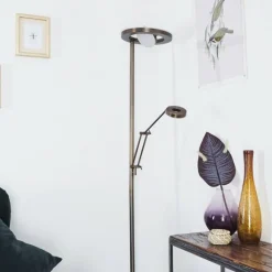 hofstein Lampadaire Rabeja LED Laiton, 2 lumières