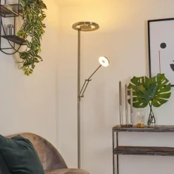 hofstein Lampadaire Rabeja LED Nickel mat, 2 lumières