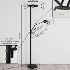 hofstein Lampadaire Rabeja LED Noir, 2 lumières