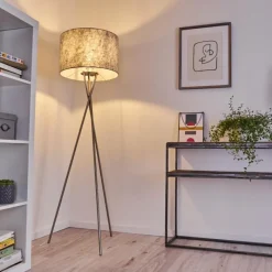 Lampes En Tissu-hofstein Lampadaire Rayong Nickel mat, 1 lumière